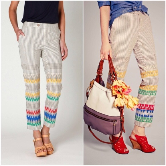 Anthropologie Pants - Anthro Cartonnier Stitched & Striped Pants Trouser